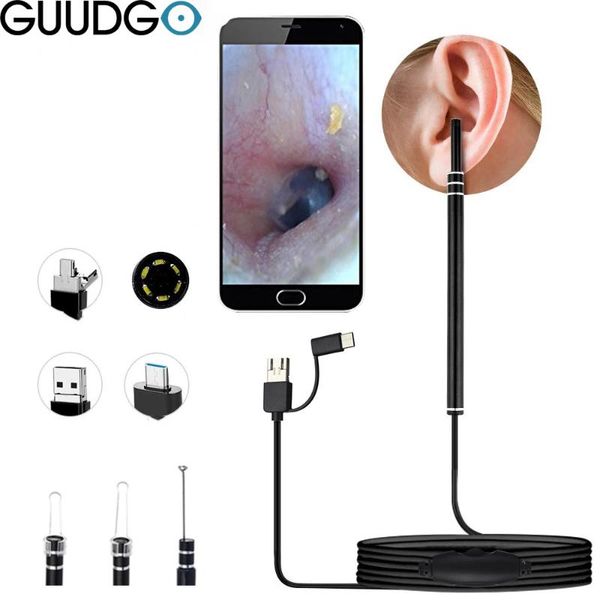 

guudgo 5.5mm ear pick otoscope camera borescope luminous ear wax cleaning teeth oral inspection health care