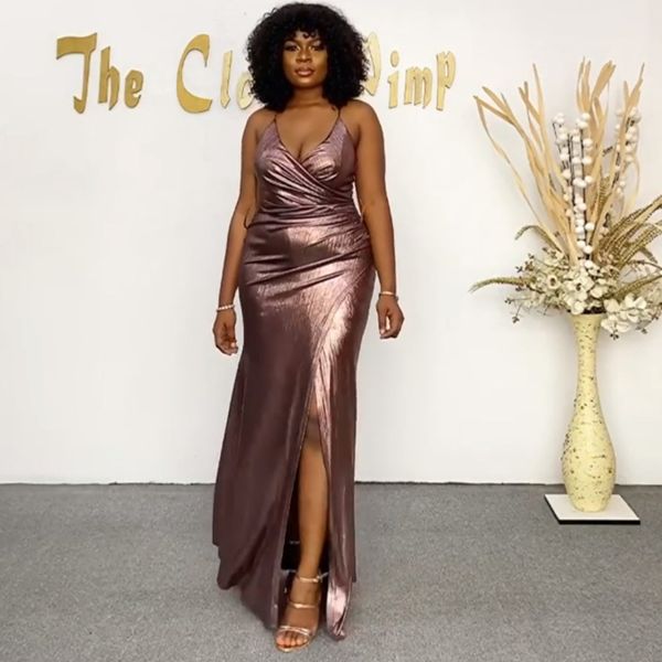 

2021 will see african for women glitter split v-neck dressed in party robes nighttime club sleeveless maxi long dresses ppqv, Red