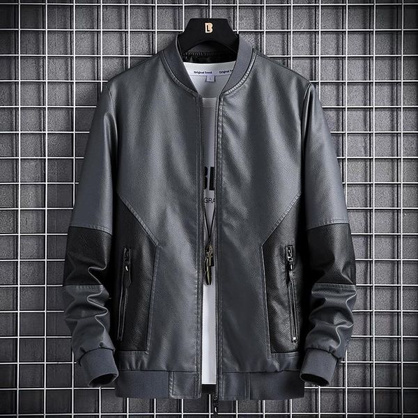 

men's brand leather jacket slim motorcycle jacket leather fashion trend motorcycle zip casual street windbreaker, Black;brown