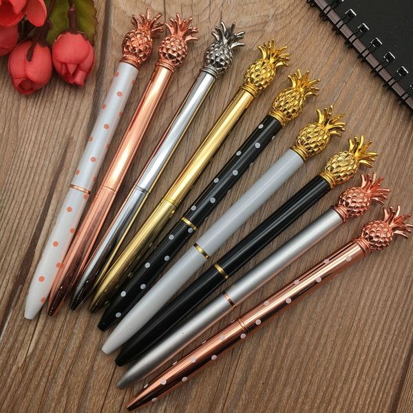 Cabeça criativa Cabeça de Abacaxi Metal Canetas De Moda Moda Luxo Pen Chrismas Presente Escritório Escritório Escola Ferramenta WLY BH4700