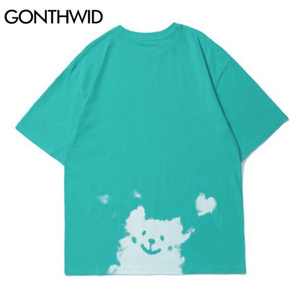 

gonthwid tshirts streetwear harajuku cloud bear print casual tees mens hip hop fashion short sleeve cotton t-shirts summer c0315, White;black