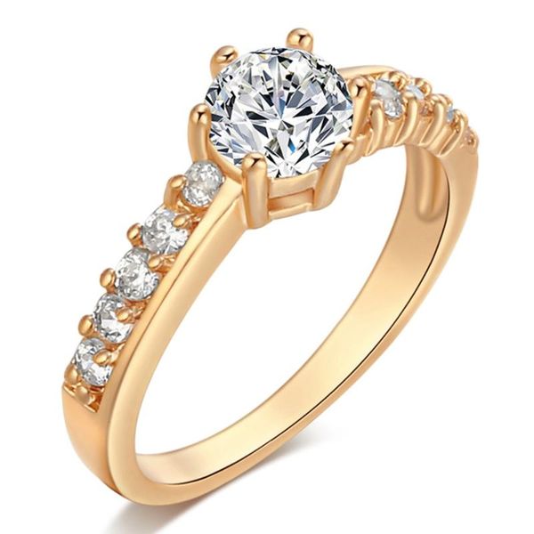

wedding rings luxury zircon engagement for women gold color austrian crystals ring show elegant jewelry wholesale, Slivery;golden