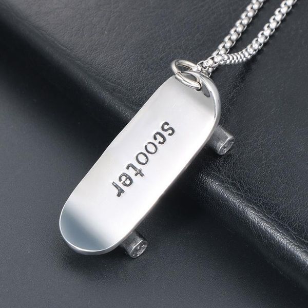 

chains hip hop punk titanium steel jewelry scooter necklace pendant street couple wholesale, Silver