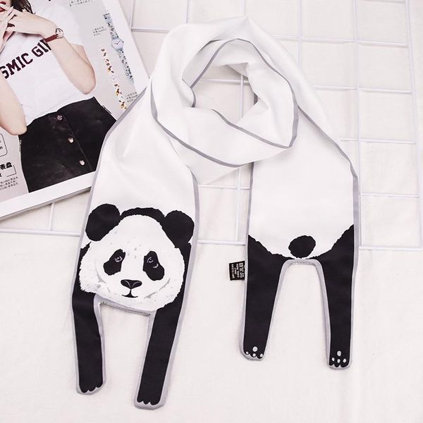 

scarves creative lovely animal print spring autumn scarf panda cat dog girls silk women temperament collar fashion accessory, Blue;gray