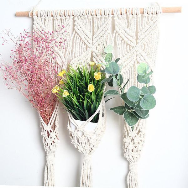 

tapestries cilected macrame tapestry hanging planter basket cotton wall shelf handmade plant hanger home decoration