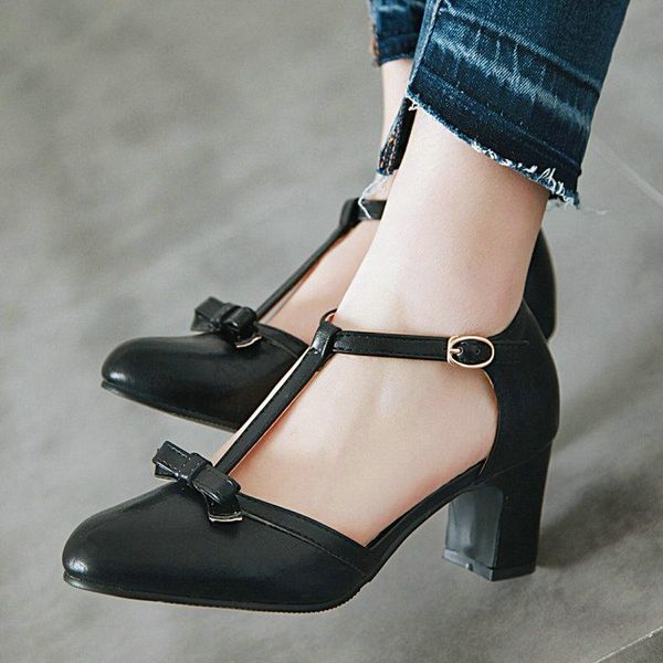 

dress shoes aiweiyi woman high heels round toe sweet bow platform pumps chunky casual sandal, Black