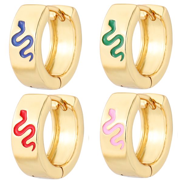 

snake boho hoop earrings for women drop piercing ear rings female paired jewelry korean new fashion 2022 real gold plated copper, Golden;silver