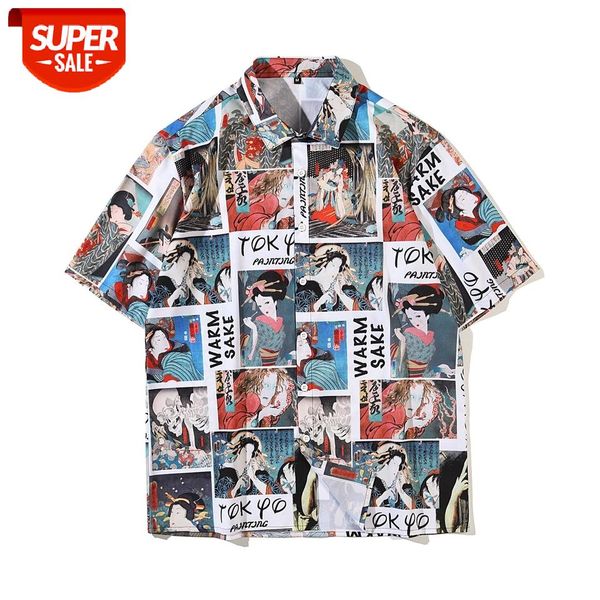 

seveyfan 2021 men's hip hop shirts harajuku cartoon characters printed shirts summer short sleeve for male #yv7e, White;black