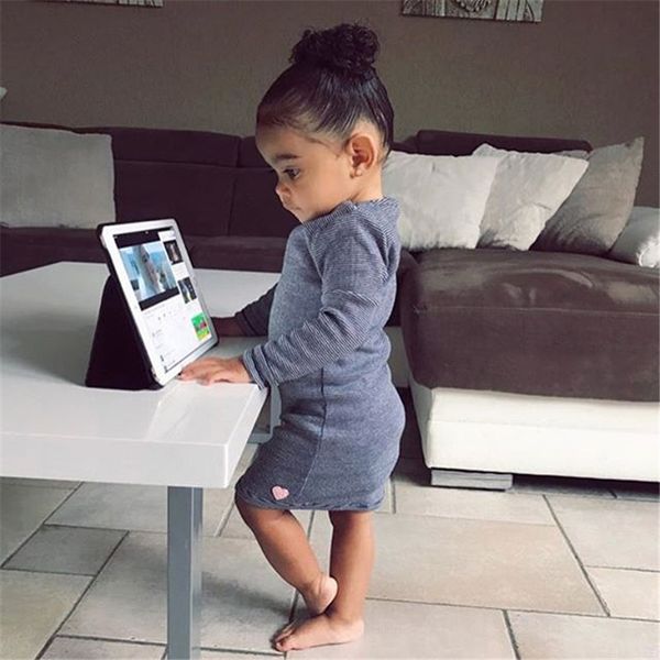 

1-7t toddler kid baby girl clothes autumn winter knitted t shirt dress elegant long sleeve warm infant outfit fashion outfit, White