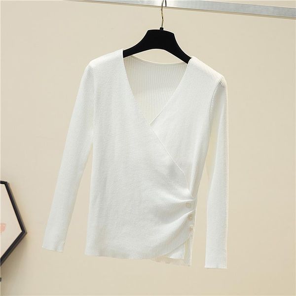 

women's sweaters fall clothing v-neck cross slim fit, White;black