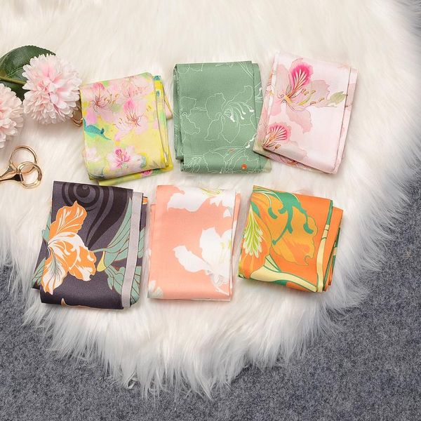 

scarves 100% silk scarf fashion design print natural mulberry brand women foulard hair bag high grade neckerchief, Blue;gray