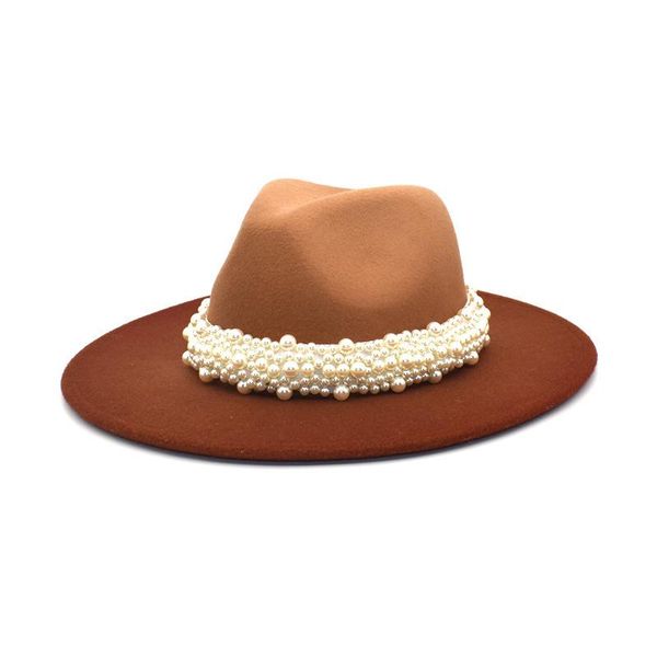 

wide brim hats jazz hat gradient accessories woolen large brimmed lady's winter warm fedora men and women, Blue;gray
