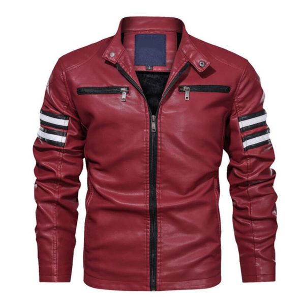 

men jacket coat 2021 new fashion slim fit pu clothing fleece motorcycle leather jackets male chaqueta cuero hombre 0r5f, Black