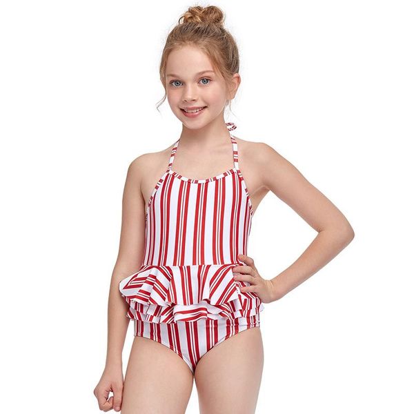 

swimsuits girls' striped ruffle beach sport 2-pc banded tankini swimsuit 2-12 years