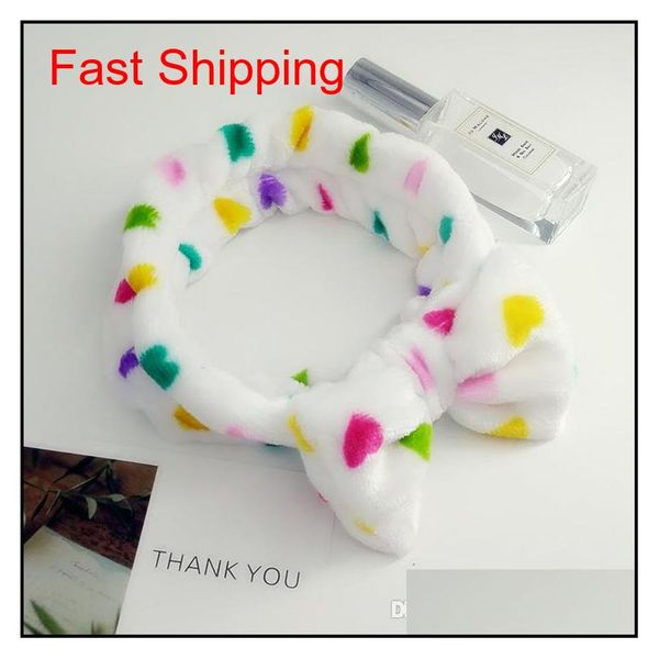 

fleece bow headbands for women girls wash face makeup bath solid striped polka dots hairband turban jllqmm xhqhlady, Black;brown