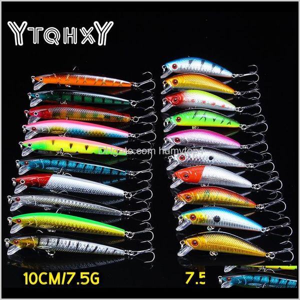 

20pcs/lot minnow fishing lures 2 models crankbait spinner baits wobblers carp fishing fly fishing lure set ye-115 m21yy 4yikj