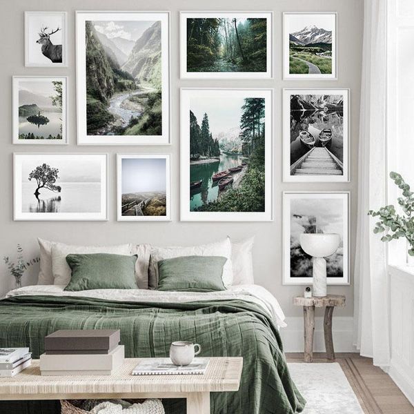 

paintings nordic scenery picture home decoration posters and prints wall art nature mountain landscape canvas painting bedroom decor
