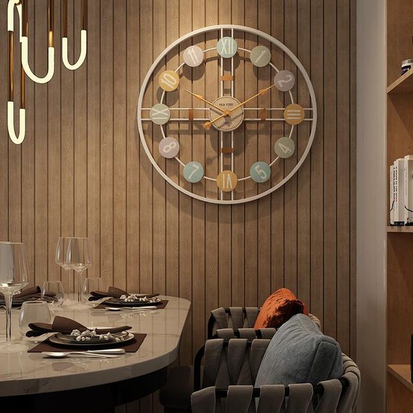 

wall clocks industrial clock, 16" round oversized roman numeral style home decor analog metal mute hands