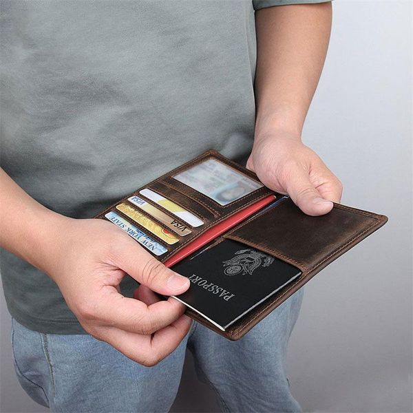 

card holders siku men's leather passport case handmade coin purses cover, Brown;gray