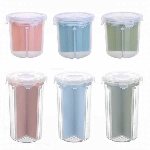 

storage bottles & jars plastic sealed box tank rice bean sorting grids jar with seal cover powder can food kitchen grain container
