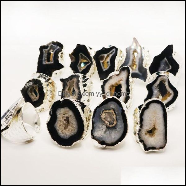 

cluster jewelrycluster rings fashion classic natural stone crystal semi gem slice for elegant knuckles wedding party anillo jewelry d, Golden;silver