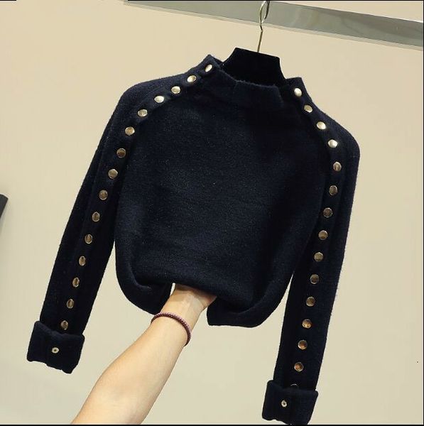 

fancy double-line temperature button ladies in fashion student mesh sweater short knit shirt jumper quct, White;black