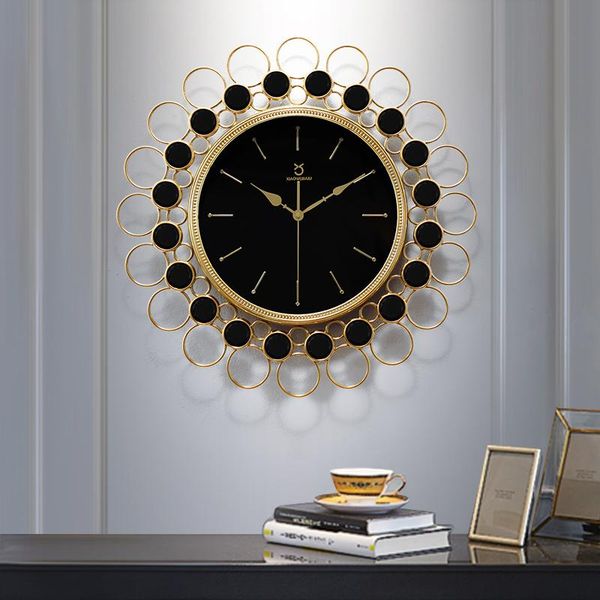 

wall clocks nordic light luxury copper plated clock living room modern home art silent atmospheric fashion