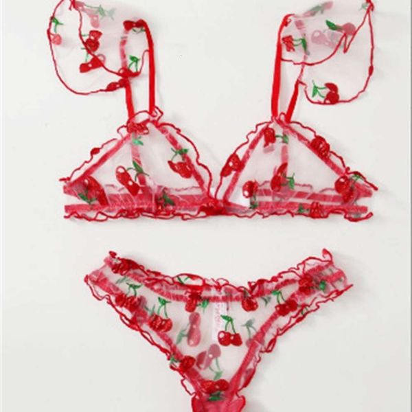 

lace bra with bow tie satin suit, Red;black