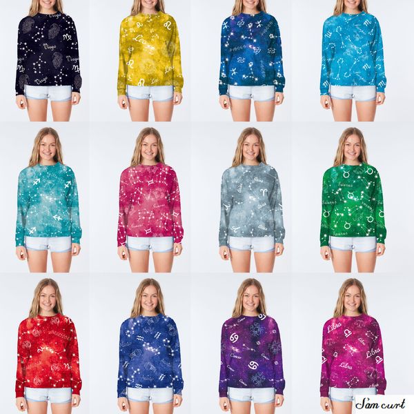 

new autumn and winter women's loose constellation printed long sleeve sweater womens designer starry sky print fashion pullover, Black