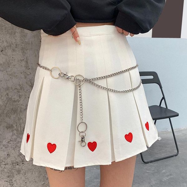 

skirts summer harajuku embroidery mini skirt women streetwear cute a-line female sweet high waist pleated, Black