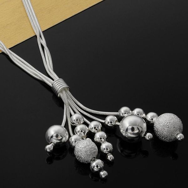 

chains elegant 925 sterling silver tassel snake chain beads necklaces for woman charms jewelry fashion party wedding gifts