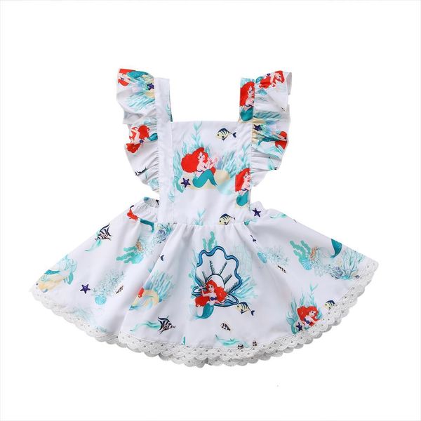 

toddler baby kids girls mermaid girl dress backless summer party cartoon sundress, Red;yellow