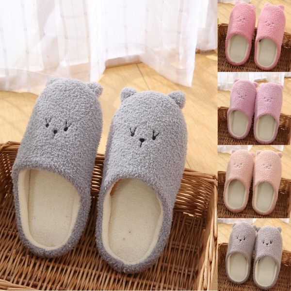 

slippers women shoes house slip-on anti-skid bear indoor casual snow, Black
