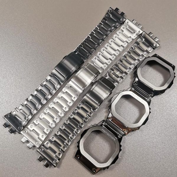 

watch bands gmwb5000 watchband and bezelgmwb5000 band strap metal stainless steel case frame bracelet repair tools, Black;brown