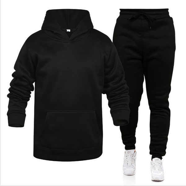 

men's tracksuits sports casual suit hoodie + trousers two-piece tracksuit fashion solid-color for men, Gray