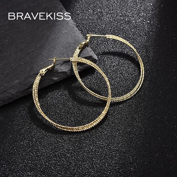 

hoop & huggie bravekiss double round bead shape gold process design earrings for women fashion earring jewelry dating party gift ue0687, Golden;silver