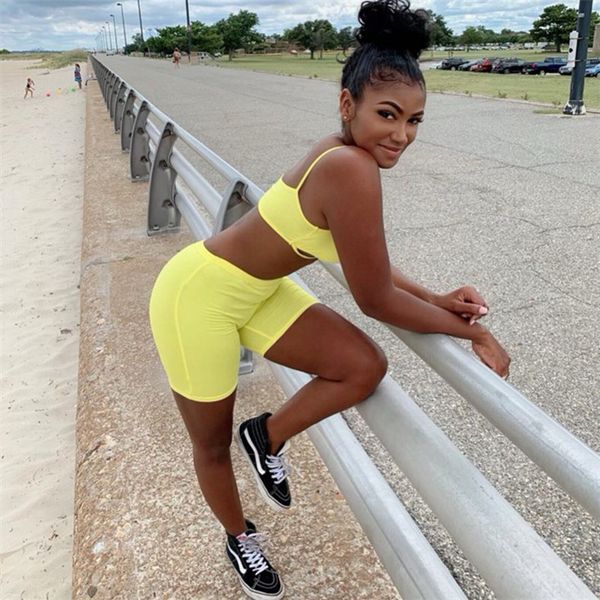 

short two piece set crop and biker shorts grey black bodycon matching sets summer clothes for women c83-bb14, White