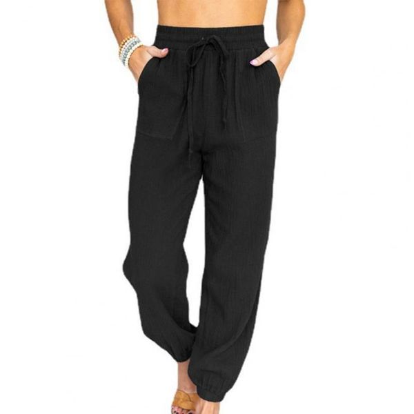 

women's pants & capris 2021 autumn women solid color elastic waist thin casual spring trousers plus size harem sports, Black;white