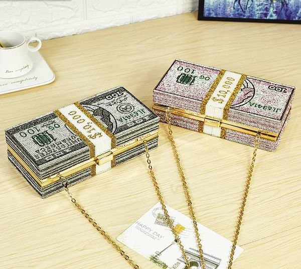 

new crystal money usd bags dollar design luxury diamond evening bags party purse clutch bags wedding dinner purses and handbags
