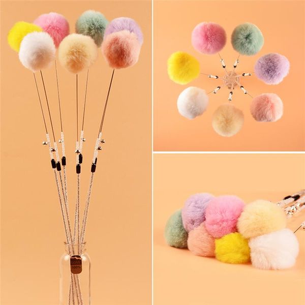 

cat toys colorful small mouse shaped rex fur teaser kitten ball toy