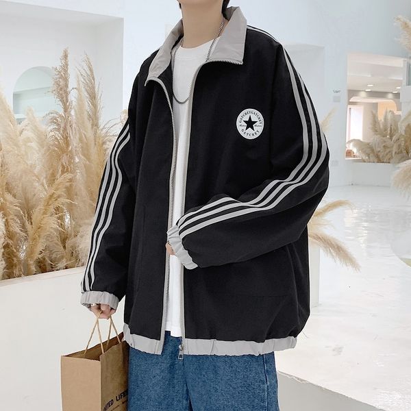 

hooded korean fashion autumn and winter couple jacket men's clothing, Black;brown