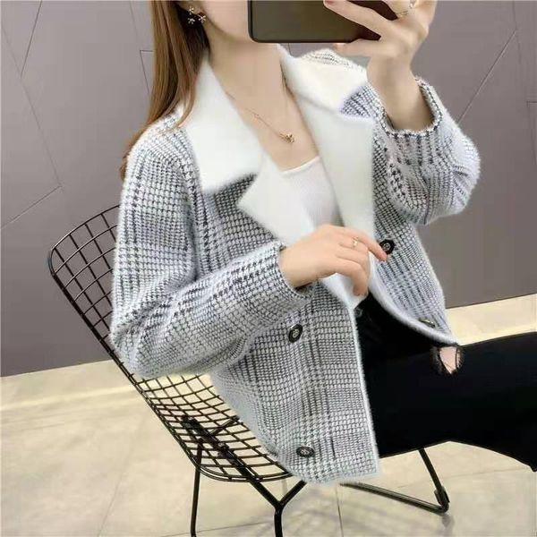 

women's knits & tees long-sleeved cardigan loose thick knitted sweater female autumn winter single-breasted outwear n63, White