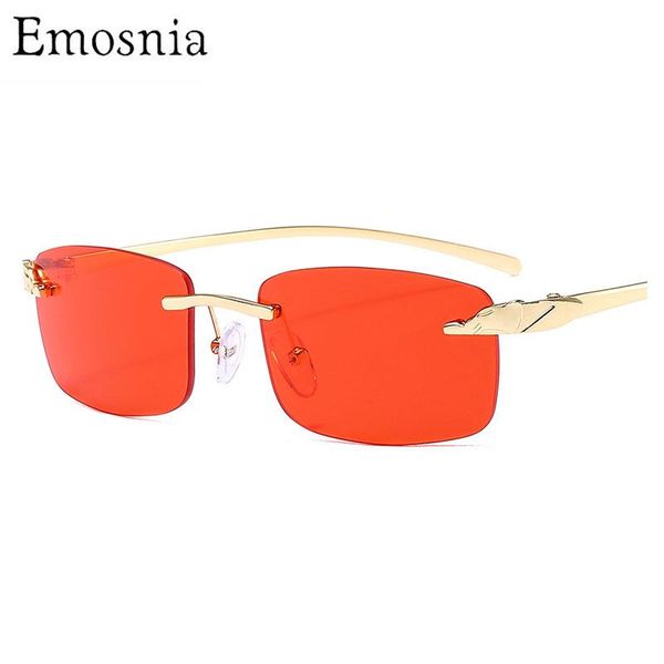 

sunglasses vintage unique cheetah legs rimless rectangle women men 2021 colorful red eyewear brand designer sun glasses uv400, White;black