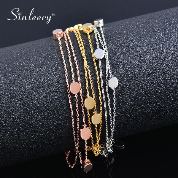 

sinleery 3 layers round circle chain bracelets bangle rose gold silver color fashion jewelry for women 2021 new sl360 ssk, Black