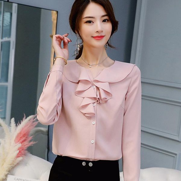 

womens blouses uniform long sleeve ladies blouse, White