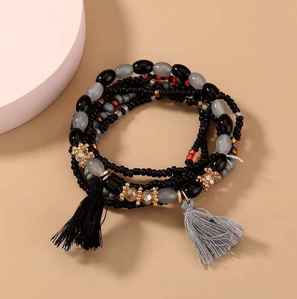 

beads charm bracelets women handmade multi layered beaded bracelet set bohemian jewelry gifts, Golden;silver