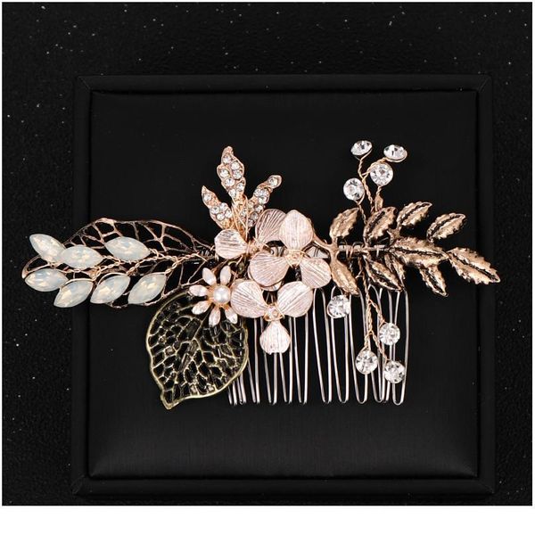 

vintage gold crystal wedding hair combs hair accessories women back decorative hair comb for bridal headpiece jewe qyltek