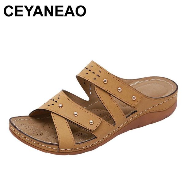 

slippers ceyaneaowomen roman style hollow slipper summer non-slip indoor ladies shoes platform comfortable, Black