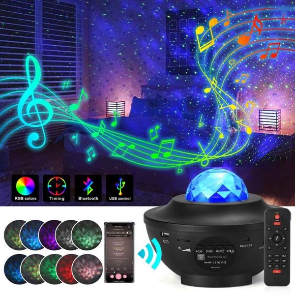 

colorful starry galaxy projector blueteeth music player usb voice control led night light usb charging projection lamp kids gift