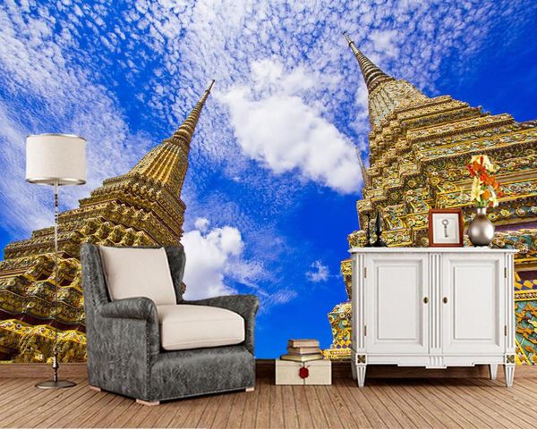 

wallpapers wat pagoda in bangkok 3d wallpaper papel de parede ,living room tv sofa wall bedroom papers home decor restaurant mural